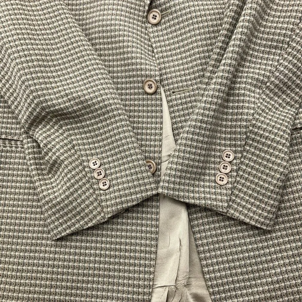 Bachrach Blazer Men 42L Beige‎ Gray Check Woven Classic Jacket Wool Canada VTG